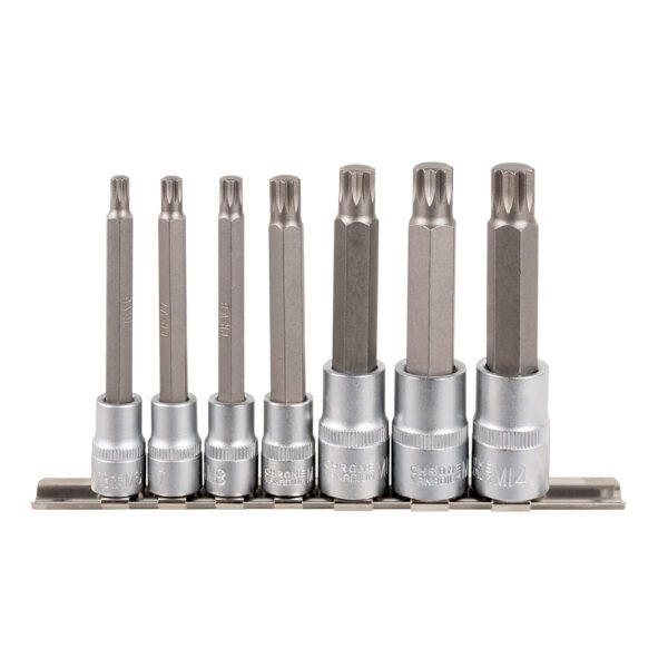 SET DE 7 EMBOUTS 12 PANS AVEC DOUILLES 1/2" ET 3/8"