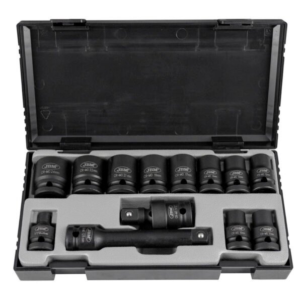 JEU DE13 DOUILLES A CHOC DE 1/2" 6 PANS + REDUCTEUR