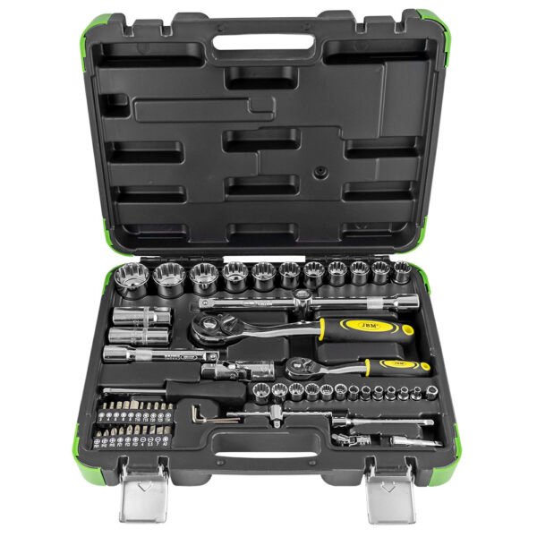 COFFRET À OUTILS DE 60 PIÈCES AVEC DOUILLES SPLINE 1/2" ET 1/4" – FINITION CHROMÉE