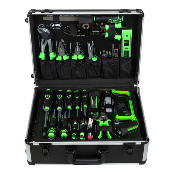 COFFRET À OUTILS EN ALUMINIUM DE 159 PIÈCES AVEC DOUILLES 1/4" ET 1/2" – FINITION ZINGUÉE