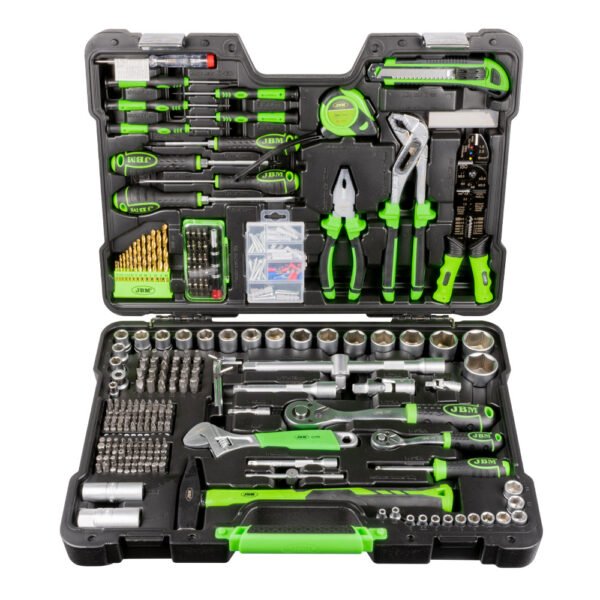 COFFRET À OUTILS DE 302 PIÈCES AVEC DOUILLES HEXAGONALES 1/2" ET 1/4" – FINITION ZINGUÉE