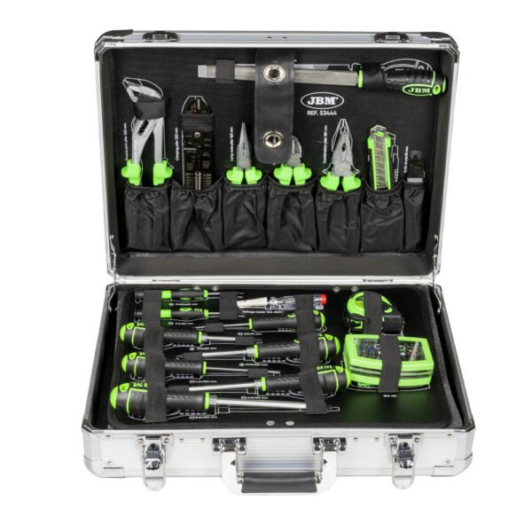 COFFRET À OUTILS EN ALUMINIUM DE 109 PIÈCES AVEC DOUILLES 1/4" ET 1/2" – FINITION ZINGUÉE