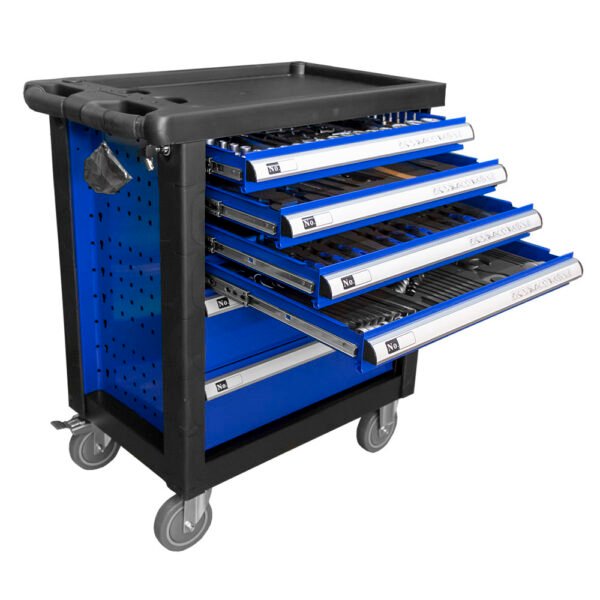 SERVANTE À OUTILS 6 TIROIRS  - BLEUE - EQUIPÉE