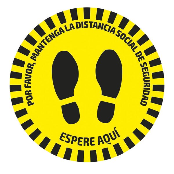 ADHÉSIF DE SIGNALISATION ROND POUR SOLS - DISTANCE DE SÉCURITÉ