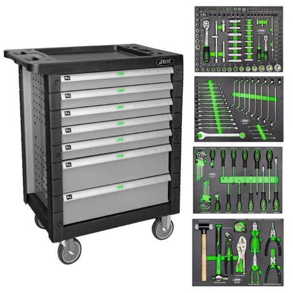 SERVANTE À OUTILS 7 TIROIRS  - GRISE - EQUIPÉE