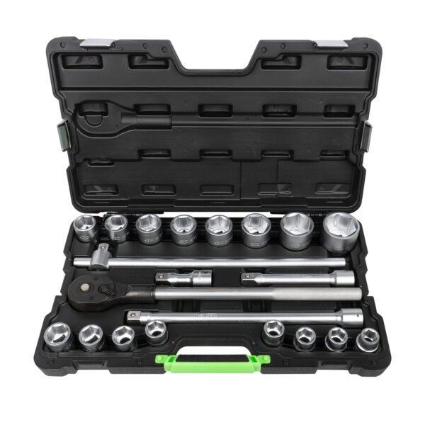 COFFRET À OUTILS DE 21 PIÈCES AVEC DOUILLES HEXAGONALES 3/4" – FINITION ZINGUÉE