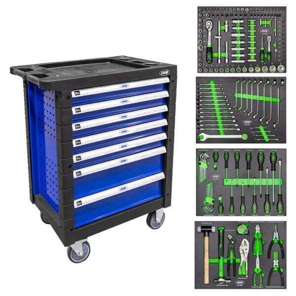 SERVANTE À OUTILS 7 TIROIRS - BLEUE - EQUIPÉE