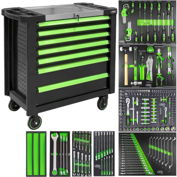 SERVANTE À OUTILS XL 7 TIROIRS - VERTE - ÉQUIPÉE