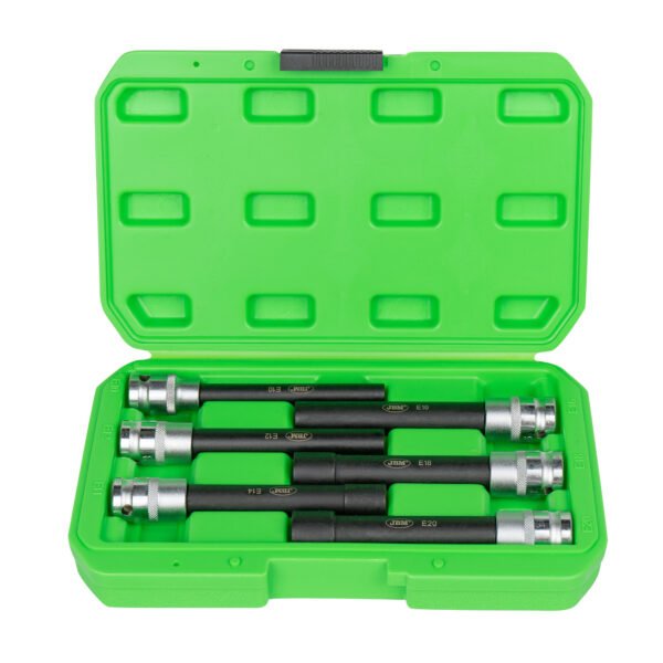 SET DE 6 DOUILLES TORX TYPE E EXTRA LONGUES 1/2" – FINITION ZINGUÉE
