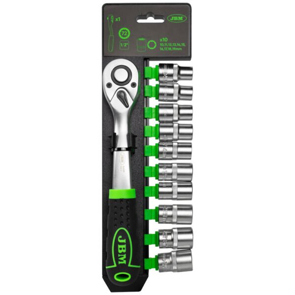 CLIQUET 1/2" AVEC TÊTE 72 DENTS 255MM ET DOUILLES HEXAGONALES