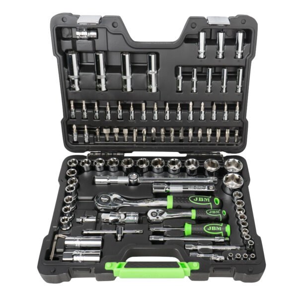 COFFRET À OUTILS DE 94 PIÈCES AVEC DOUILLES HEXAGONALES 1/4" ET 1/2" – FINITION CHROMÉE