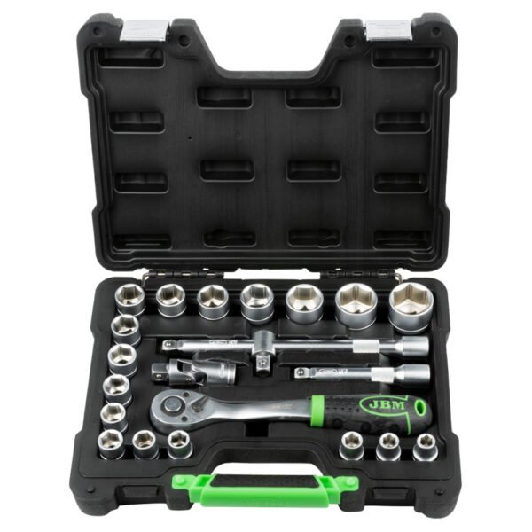COFFRET À OUTILS DE 22 PIÈCES AVEC DOUILLES HEXAGONALES 1/2" – FINITION ZINGUÉE