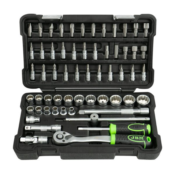 COFFRET À OUTILS DE 59 PIÈCES AVEC DOUILLES 12 PANS 3/8" – FINITION ZINGUÉE