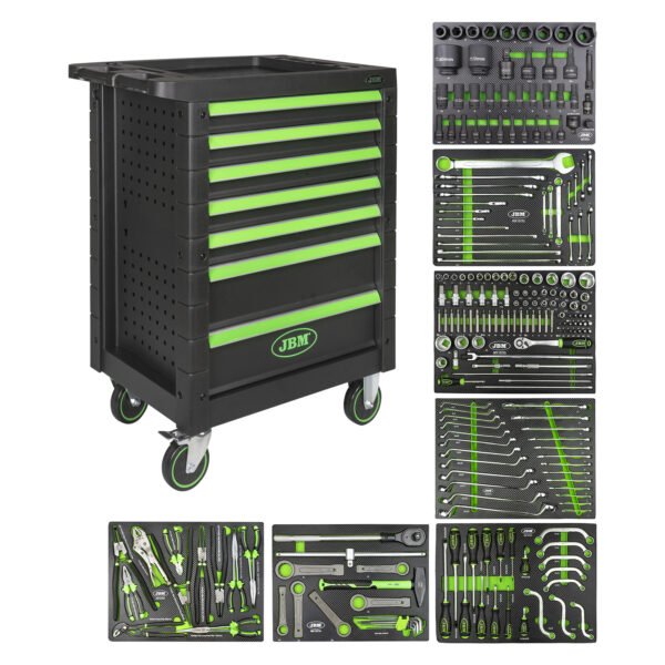 SERVANTE À OUTILS 7 TIROIRS - VERTE - EQUIPÉE - SPÉCIAL CAMIONS