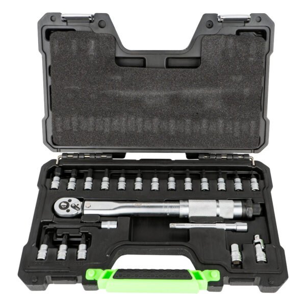 COFFRET DE 21 EMBOUTS ET ADAPTATEURS 1/4" AVEC CLÉ DYNAMOMÉTRIQUE
