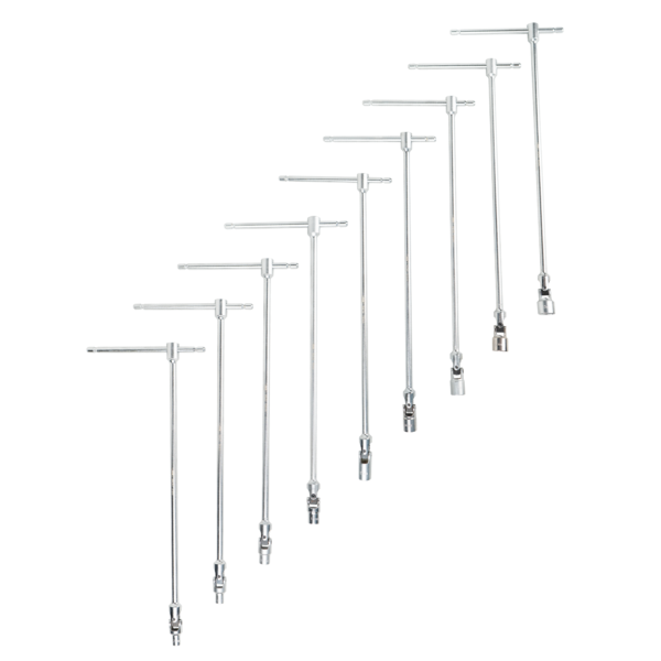 JEU DE 9 CLÉS À DOUILLE AVEC MANCHE EN T (7–19 MM)
