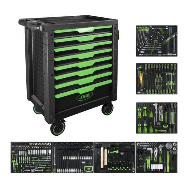 SERVANTE À OUTILS 8 TIROIRS - VERTE - EQUIPÉE