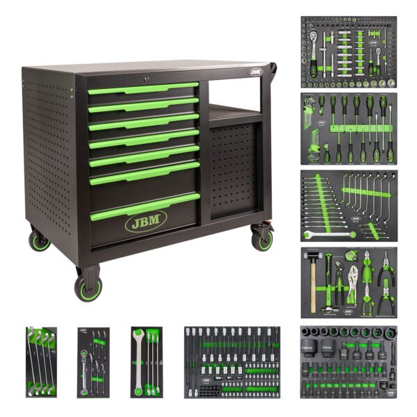 SERVANTE À OUTILS 7 TIROIRS FRONTAUX ET 4 TIROIRS LATÉRAUX - EQUIPÉE