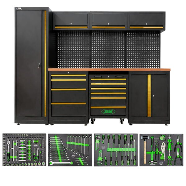 ENSEMBLE DE MEUBLES MODULAIRES POUR GARAGE (18 PIÈCES) - OR