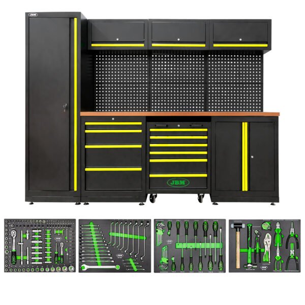 ENSEMBLE DE MEUBLES MODULAIRES POUR GARAGE (18 PIÈCES) - JAUNE