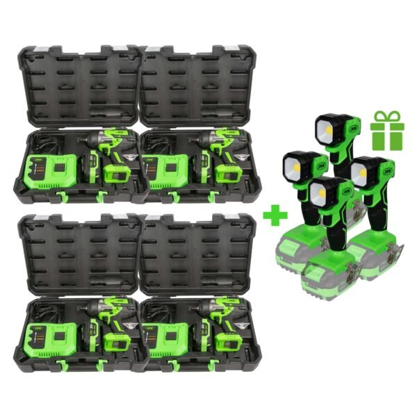 4 X 60044C CLÉ À CHOCS BRUSHLESS 1/2” 1300NM + 4 X WORK LIGHT 60035 CADEAU
