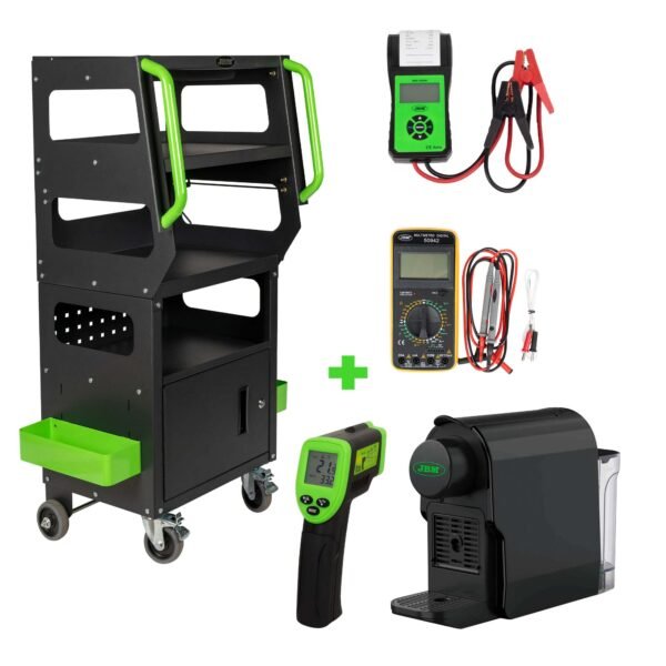 CHARIOT DE DIAGNOSTIC + APPAREIL DE TEST AVEC D’IMPRESSION + MULTIMETRE NUMÉRIQUE + TERMOMÈTRE LASER