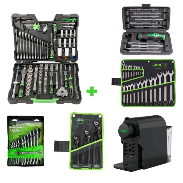 54082 COFFRET À OUTILS 132 PIÈCES 6 PANS ZINGUÉES+ 51318 + 54079 + 53010 + 53483