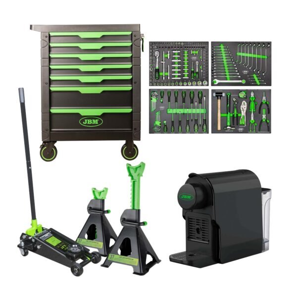 SERVANTE D'OUTILS 7 TIROIRS - VERD + 50818 CRIC ROULEUR 3