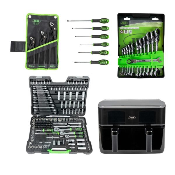 51318 JEU DE 12 CLÉS + 54045 COFFRET À OUTILS DE 216 PIÈCES + 53483 JEU DE 3 PINCES + 54070
