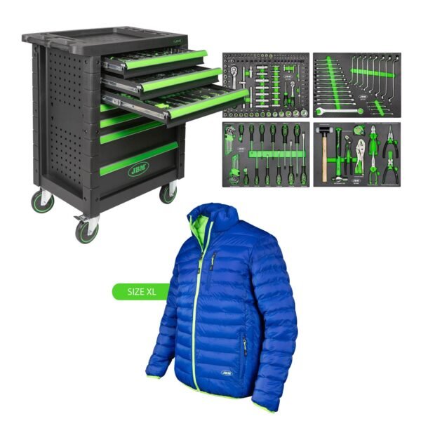 53904 SERVANTE D'OUTILS 7 TIROIRS - VERD + 70012 VESTE VERT-BLEU T.XL