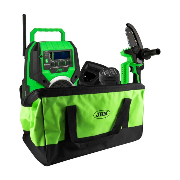 60056 MINI TRONÇONNEUSE 12V + 60055 RADIO + 60025 CHARGEUR 12 V+ 60026 BATTERIE 2.0 AH + 53782 SAC